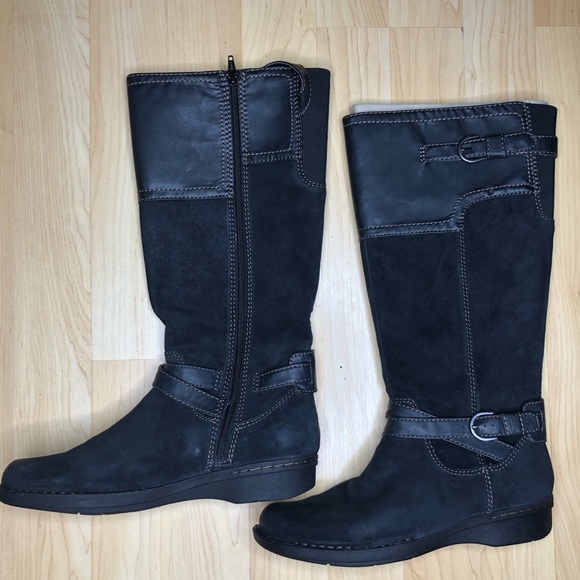 clarks boots knee high